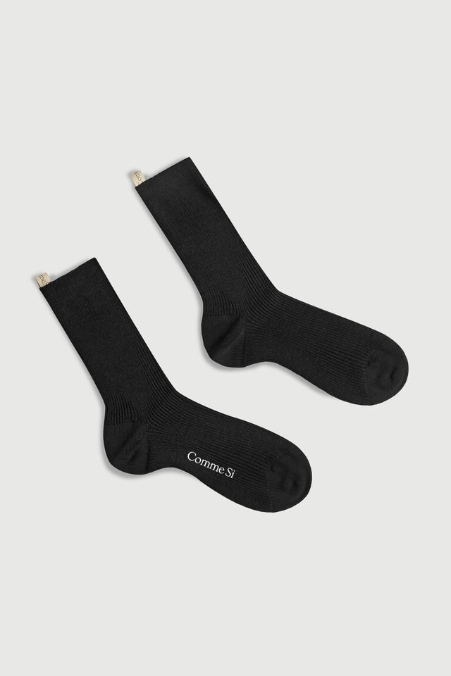 The Merino Sock in Black, merino wool, by Comme Si